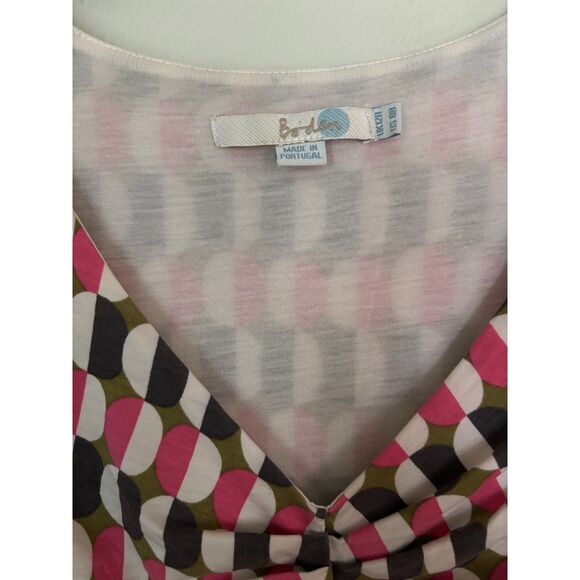 Boden Women's SZ 8R Geometric Dress100% Lyocell Ruched Bodice Long Sleeve Lined - Picture 3 of 7